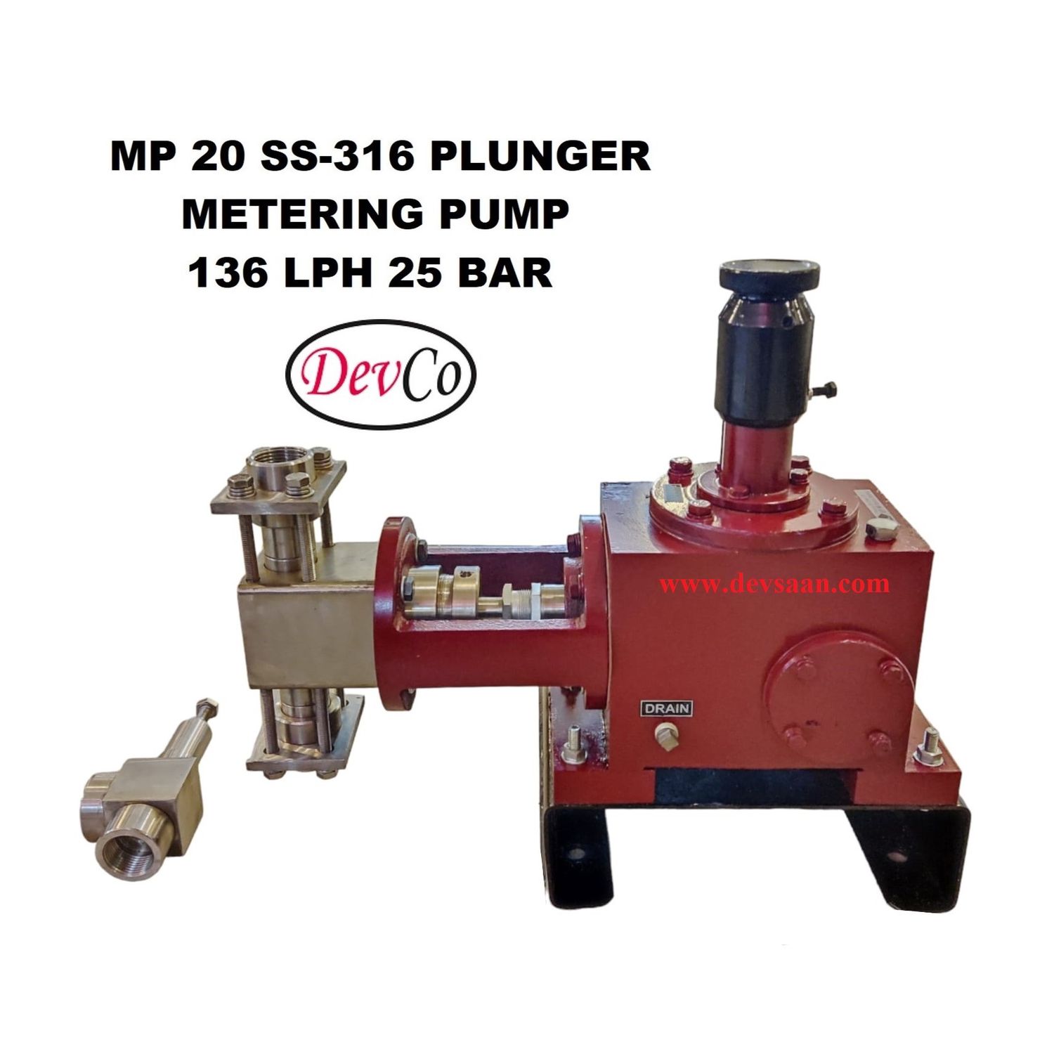 Pompa Dosing MP213625 SS-316 Plunger Metering Pump 136 LPH 25 Bar