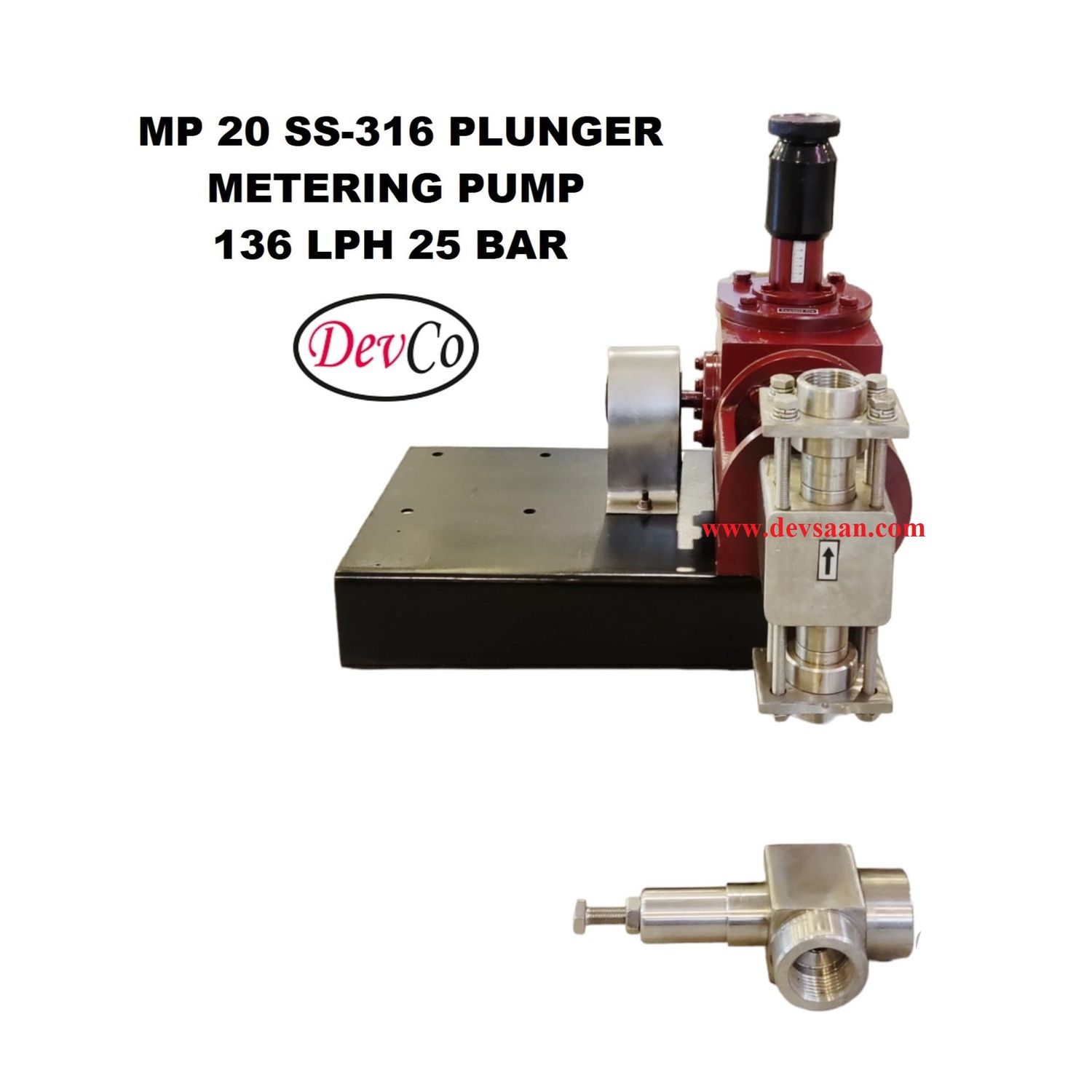 Pompa Dosing MP213625 SS-316 Plunger Metering Pump 136 LPH 25 Bar