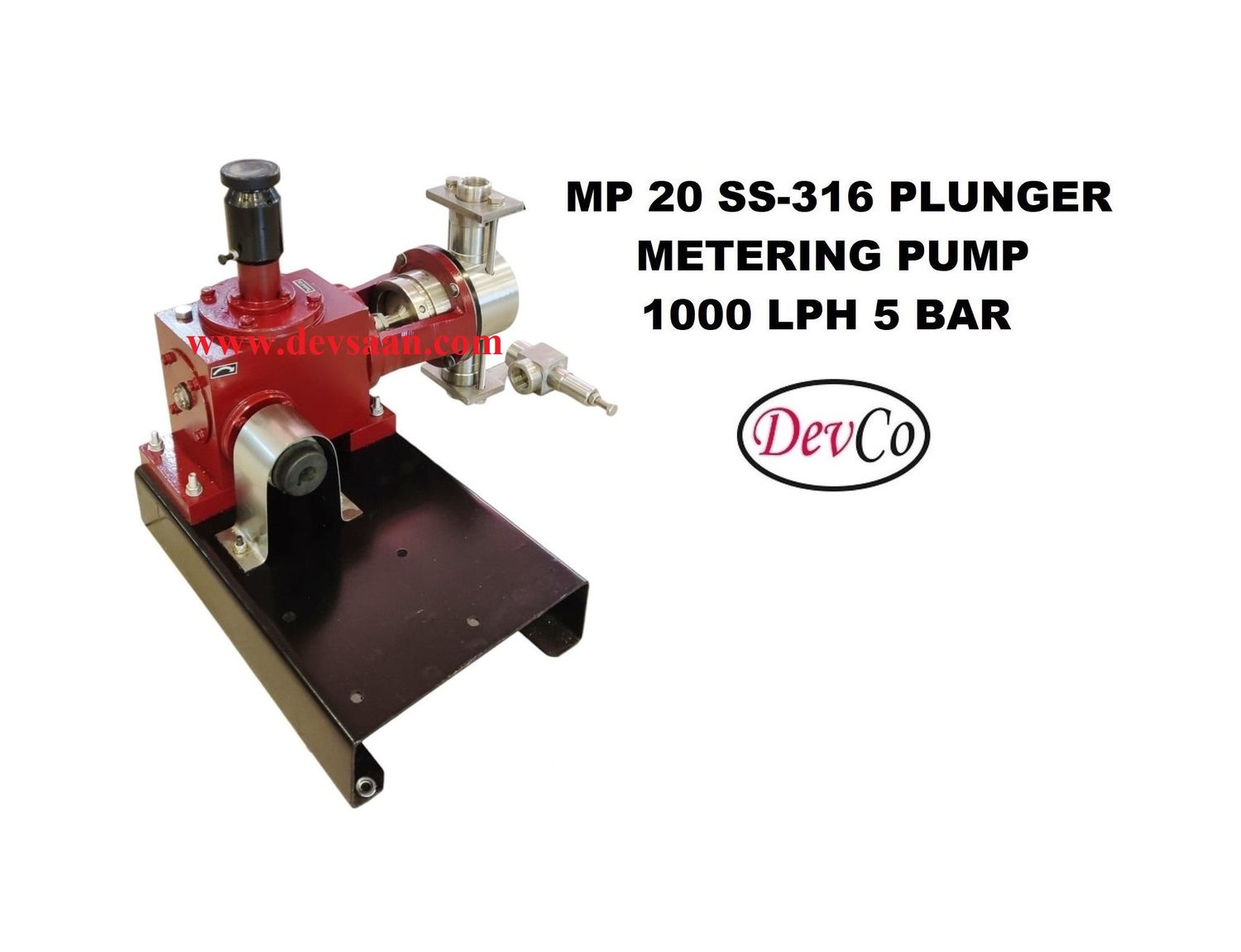 Pompa Dosing MP210005 SS-316 Plunger Metering Pump 1000 LPH 5 Bar