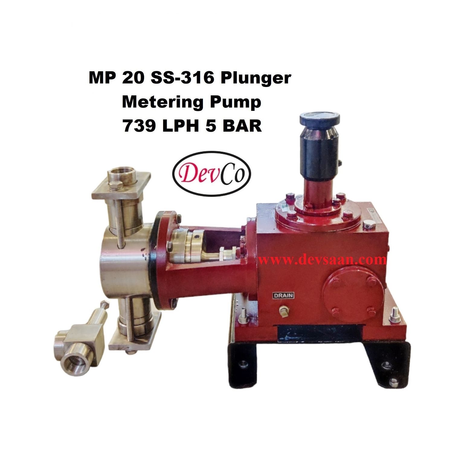 Pompa Dosing MP273905 SS-316 Plunger Metering Pump 739 LPH 5 Bar