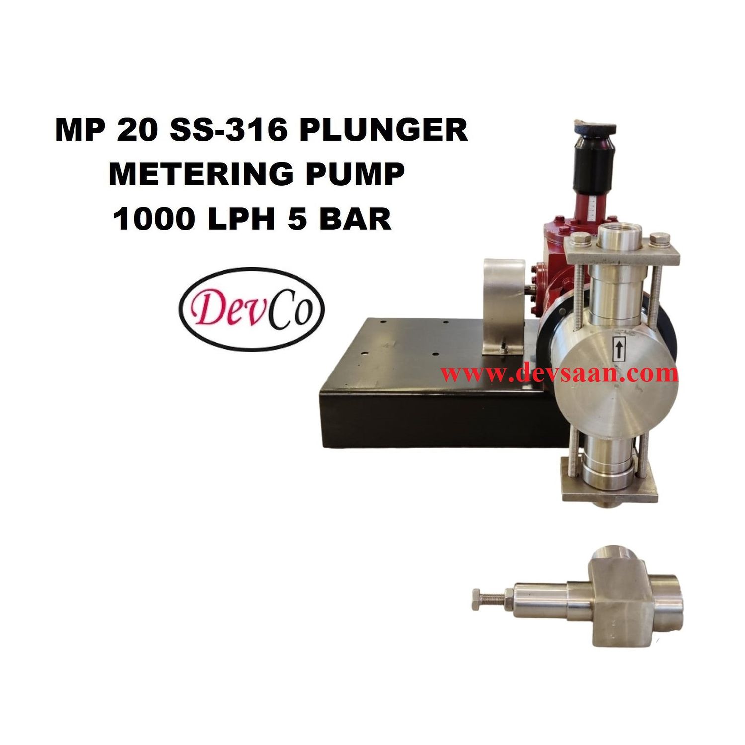 Pompa Dosing MP210005 SS-316 Plunger Metering Pump 1000 LPH 5 Bar
