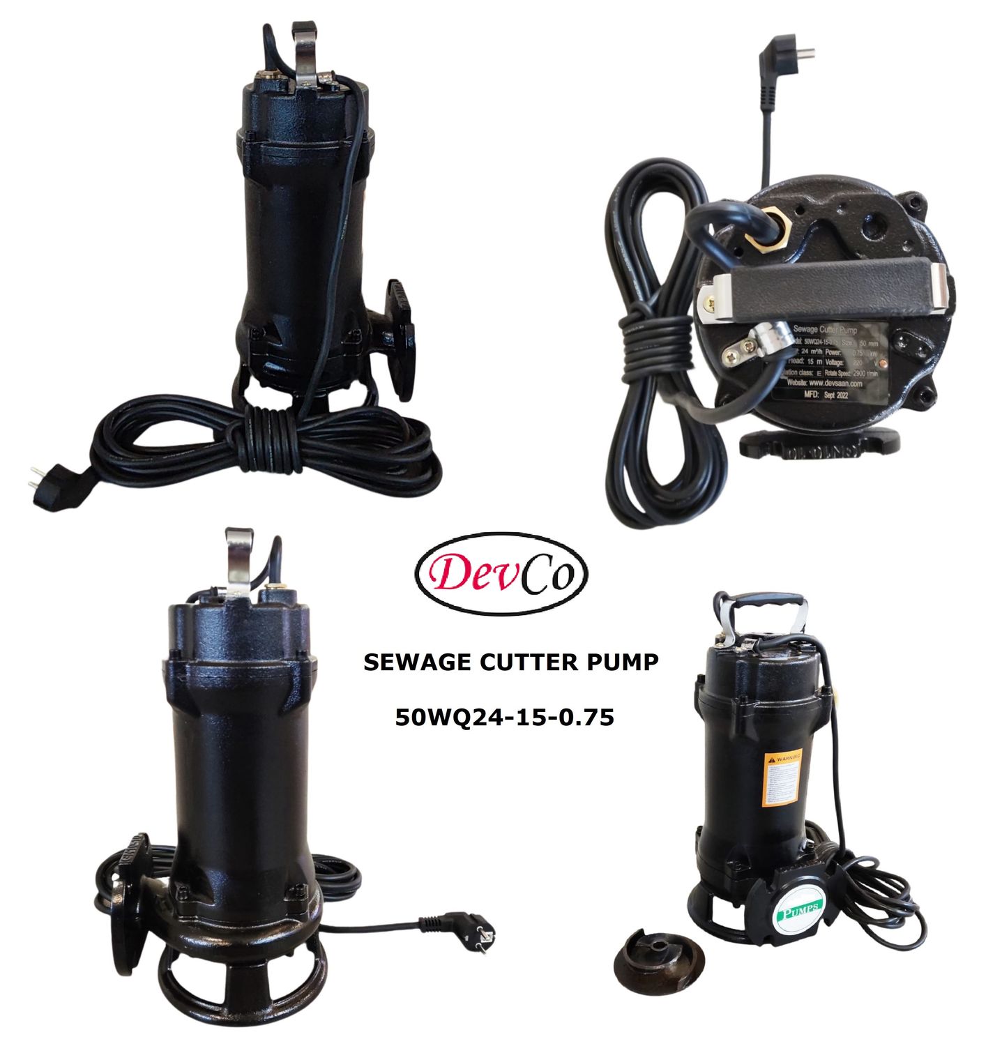 Sewage Cutter Pump 50WQ24-15-0.75 Pompa Celup Air Kotor