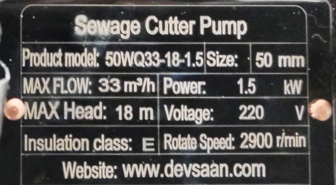 Sewage Cutter Pump 50WQ33-18-1.5 Pompa Celup Air Kotor