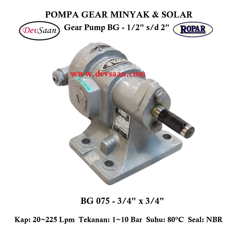 Gear Pump Helikal BG 075 Pompa Roda Gigi