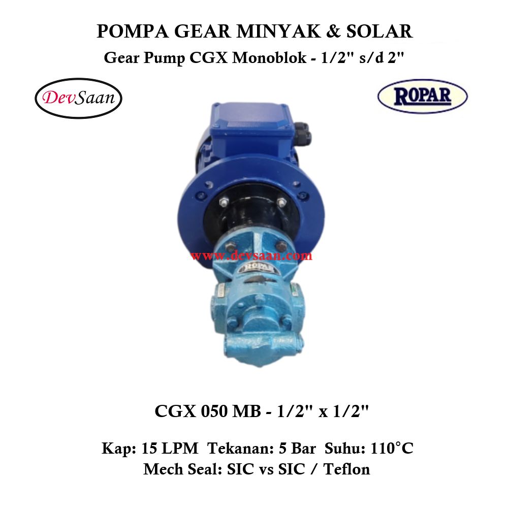 Gear Pump Helikal CGX 050 Pompa Oli Monoblok Pompa Roda Gigi