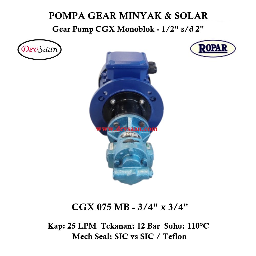 Gear Pump Helikal CGX 075 Pompa Oli Monoblok Pompa Roda Gigi