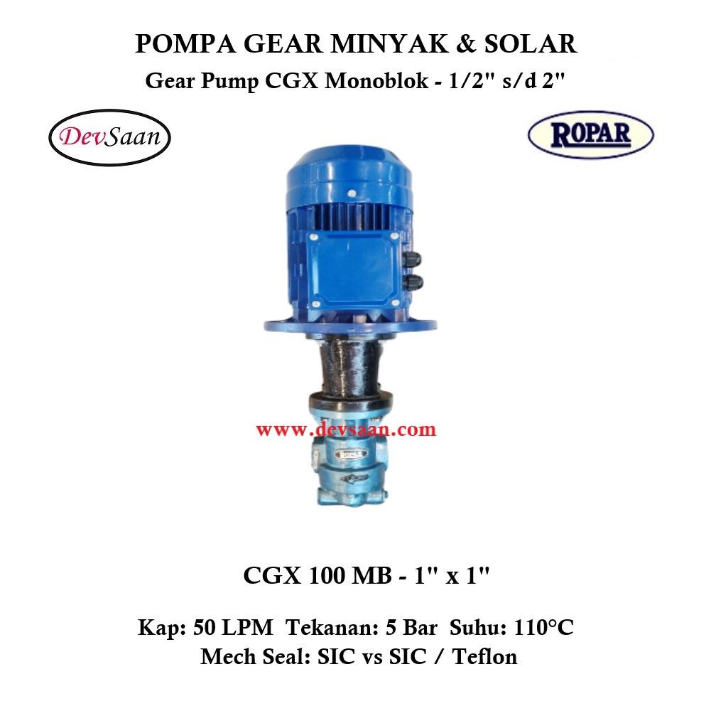 Gear Pump Helikal CGX 100 Pompa Oli Monoblok Pompa Roda Gigi