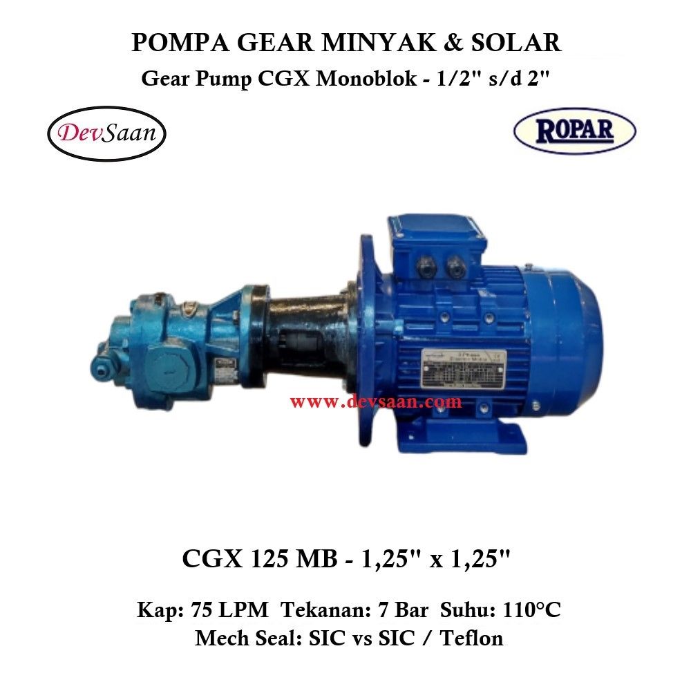 Gear Pump Helikal CGX 125 Pompa Oli Monoblok Pompa Roda Gigi