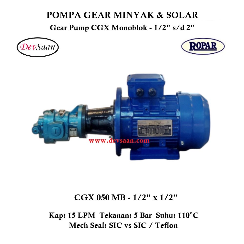 Gear Pump Helikal CGX 050 Pompa Oli Monoblok Pompa Roda Gigi