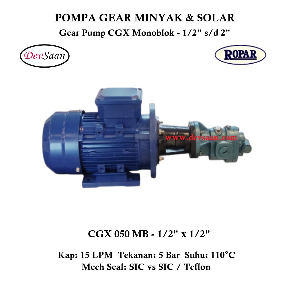 Gear Pump Helikal CGX 050 Pompa Oli Monoblok Pompa Roda Gigi