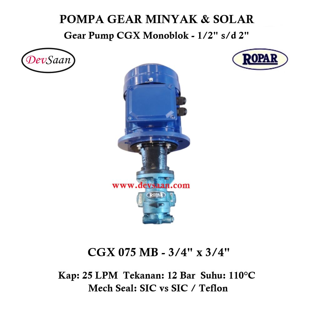 Gear Pump Helikal CGX 075 Pompa Oli Monoblok Pompa Roda Gigi