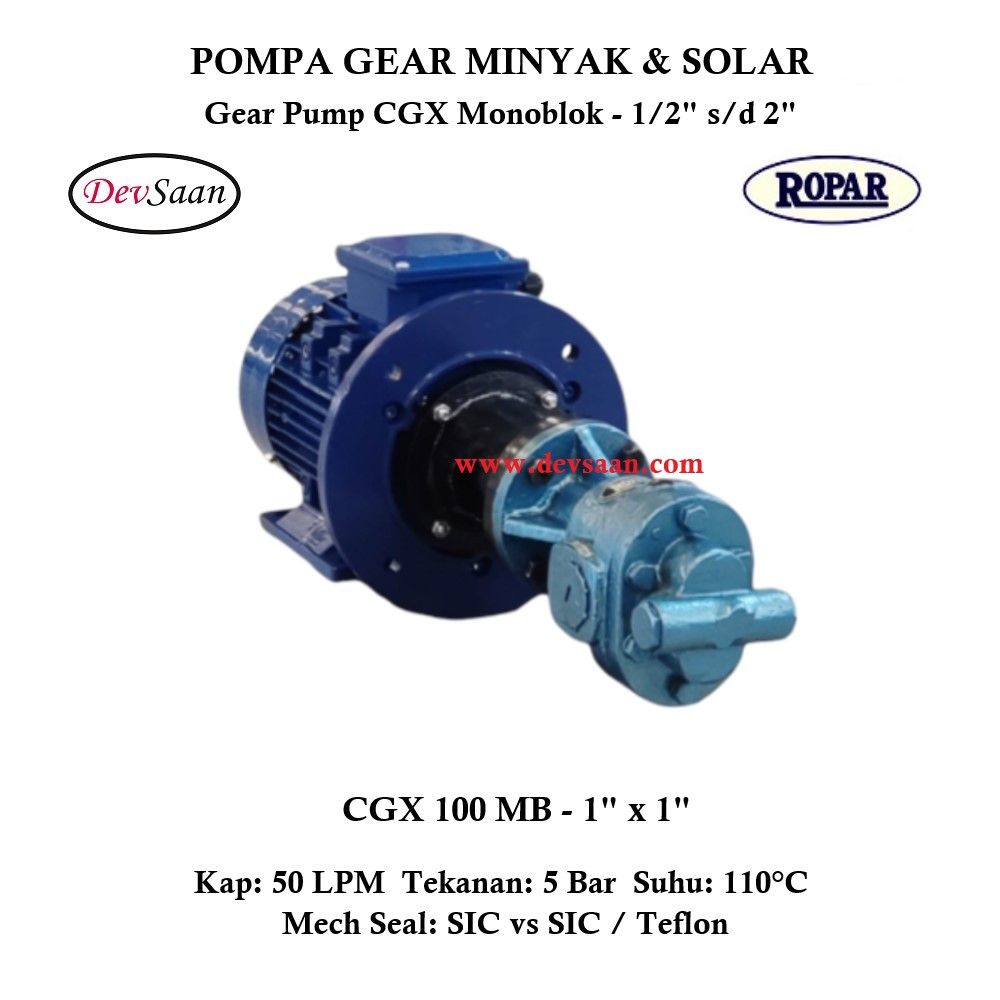 Gear Pump Helikal CGX 100 Pompa Oli Monoblok Pompa Roda Gigi