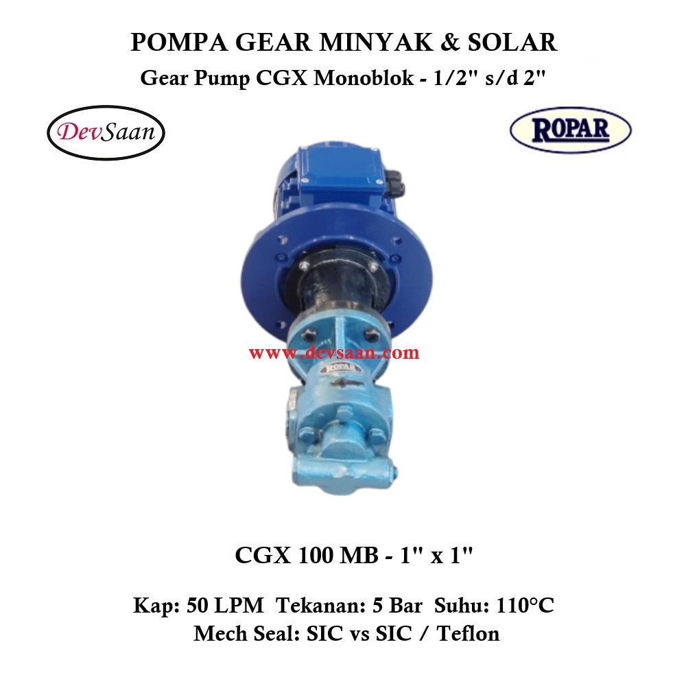 Gear Pump Helikal CGX 100 Pompa Oli Monoblok Pompa Roda Gigi