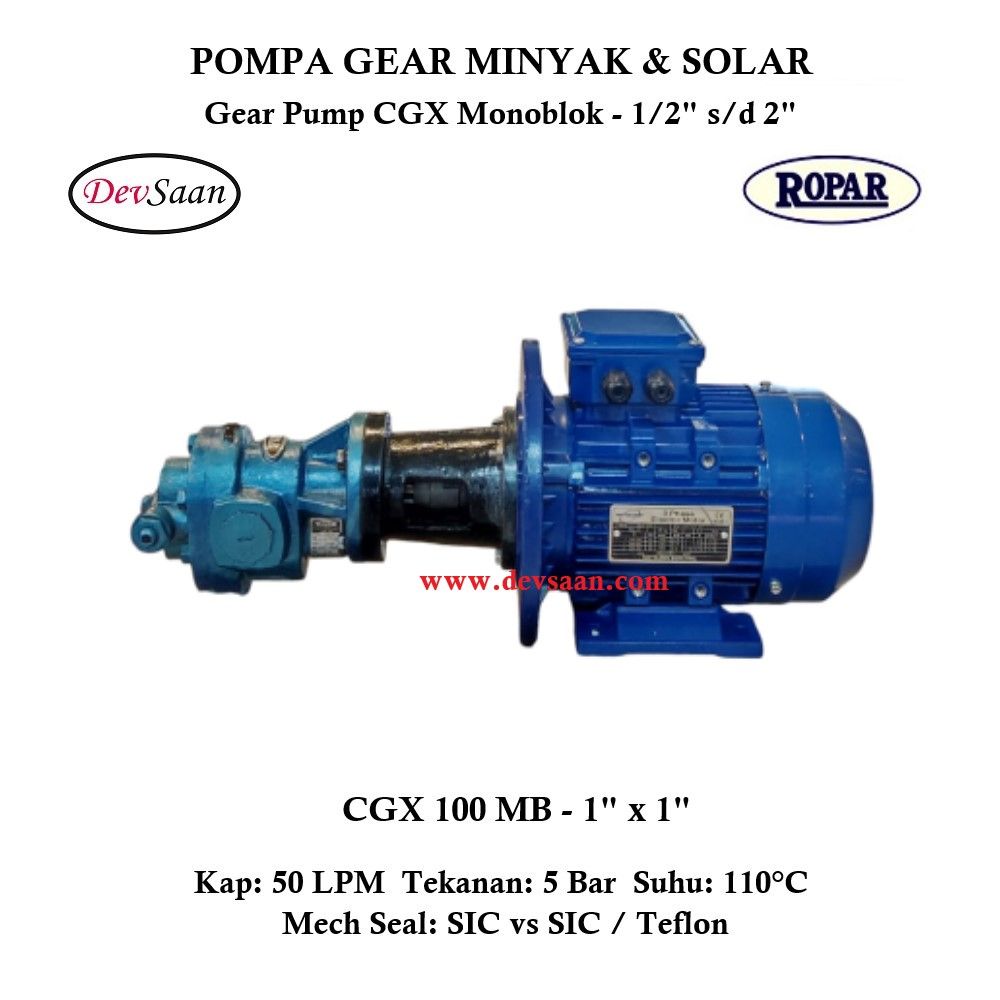 Gear Pump Helikal CGX 100 Pompa Oli Monoblok Pompa Roda Gigi