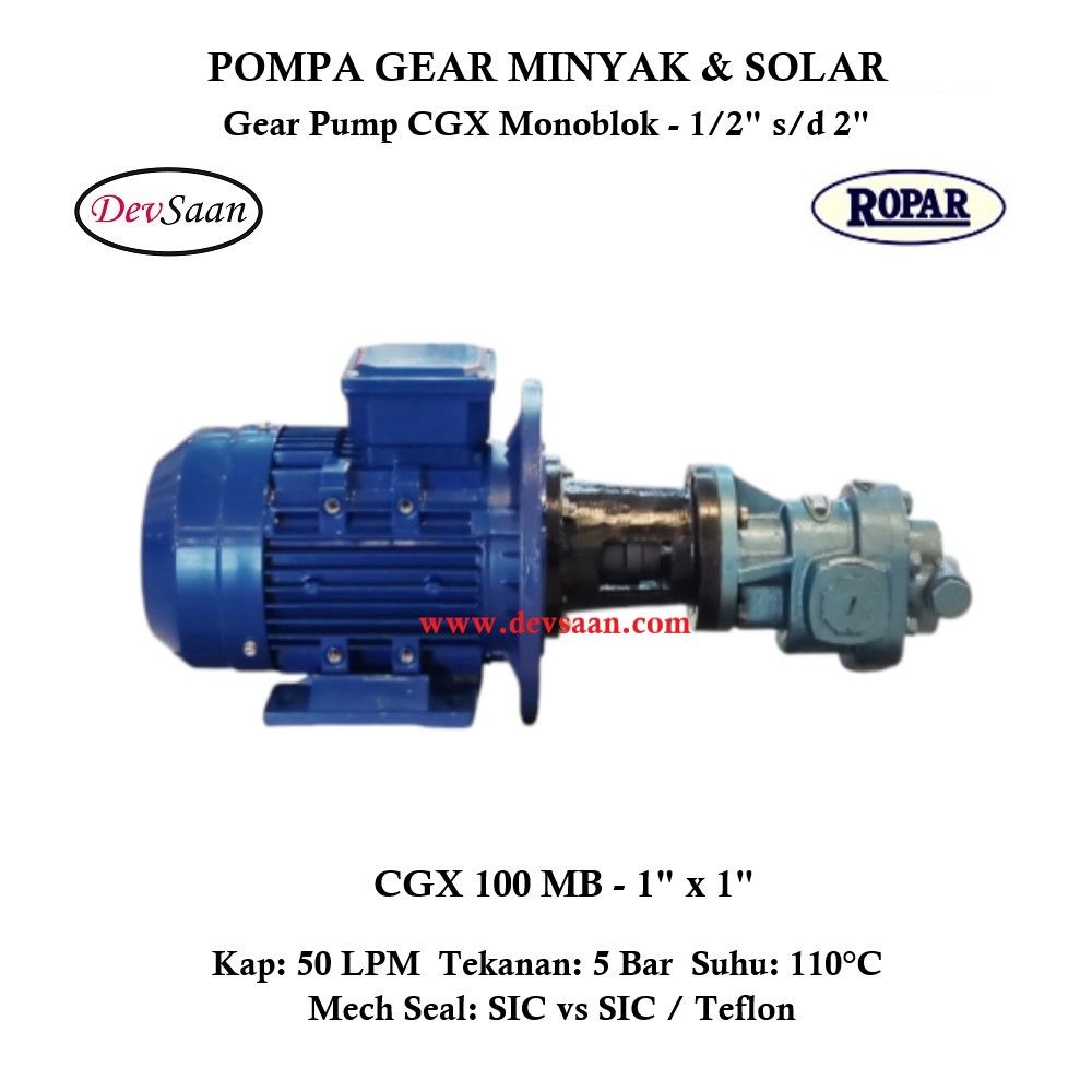 Gear Pump Helikal CGX 100 Pompa Oli Monoblok Pompa Roda Gigi