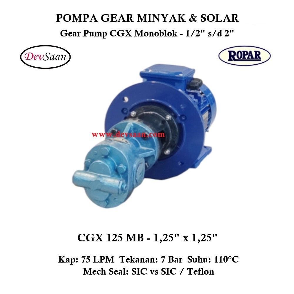 Gear Pump Helikal CGX 125 Pompa Oli Monoblok Pompa Roda Gigi