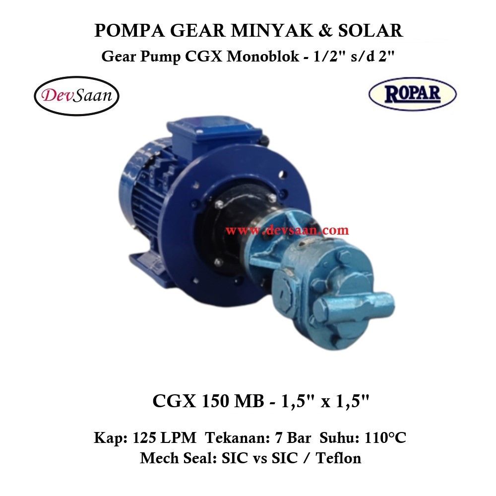 Gear Pump Helikal CGX 150 Pompa Oli Monoblok Pompa Roda Gigi
