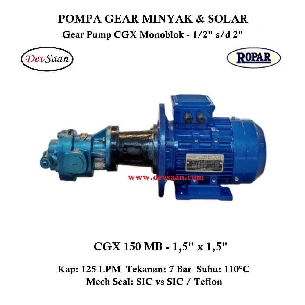Gear Pump Helikal CGX 150 Pompa Oli Monoblok Pompa Roda Gigi