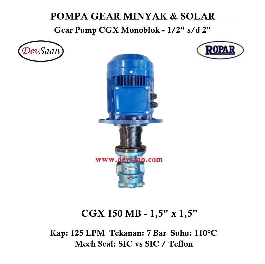 Gear Pump Helikal CGX 150 Pompa Oli Monoblok Pompa Roda Gigi