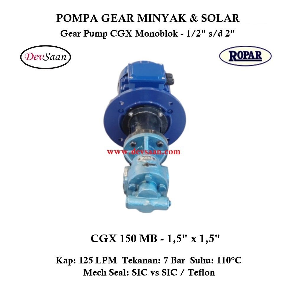 Gear Pump Helikal CGX 150 Pompa Oli Monoblok Pompa Roda Gigi