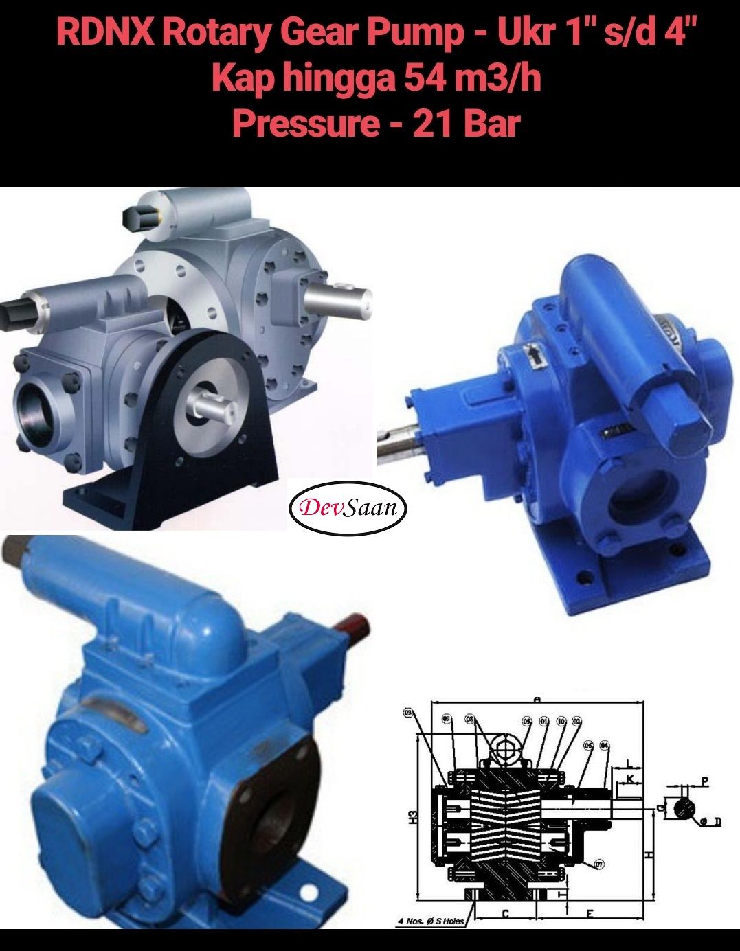 Gear Pump Rotari RDNX 125L Tekanan Tinggi