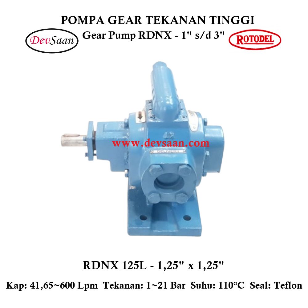 Gear Pump Rotari RDNX 125L Tekanan Tinggi