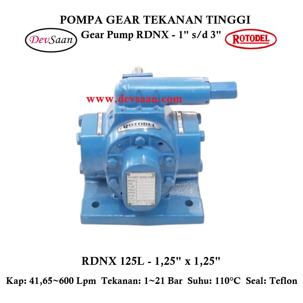 Gear Pump Rotari RDNX 125L Tekanan Tinggi