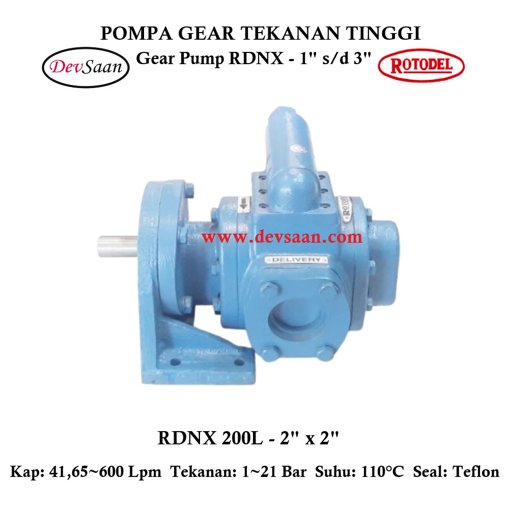 Gear Pump Rotari RDNX 200L Tekanan Tinggi