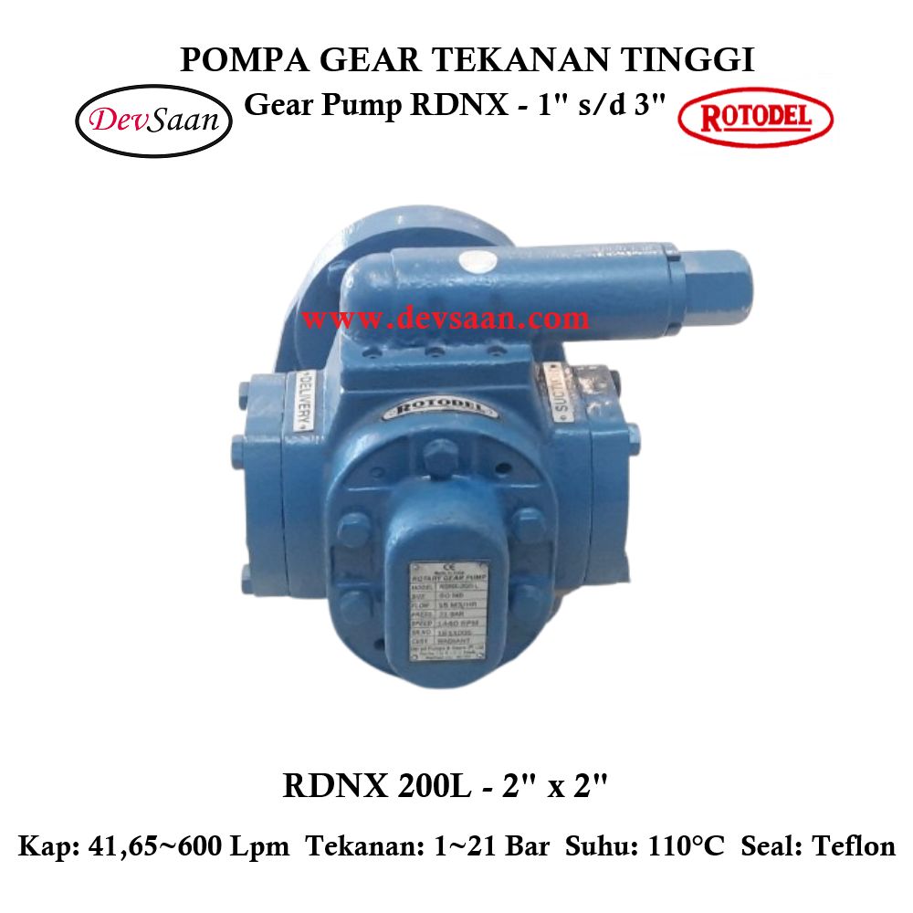 Gear Pump Rotari RDNX 200L Tekanan Tinggi