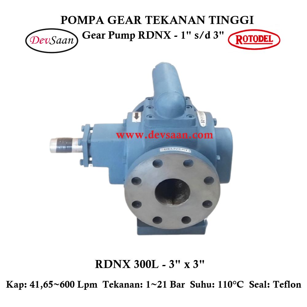 Gear Pump Rotari RDNX 300L Tekanan Tinggi