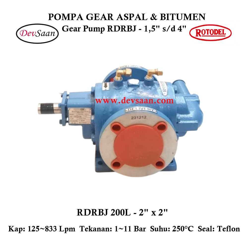 Gear Pump Rotari Jacket RDRBJ 200L Pompa Aspal