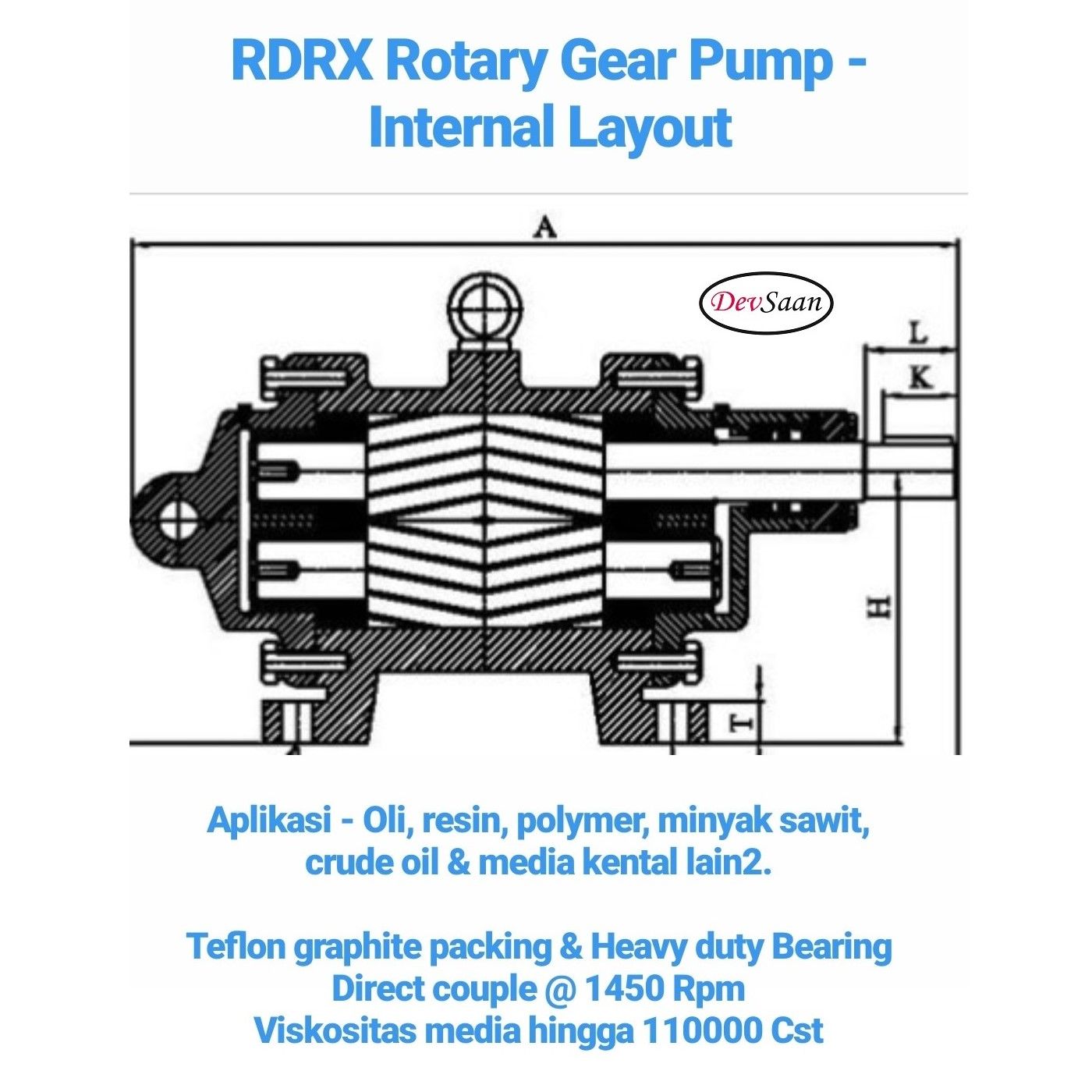 Gear Pump Rotari RDRX 250L Pompa Roda Gigi
