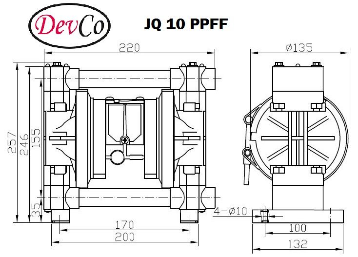Diaphragm Pump JQ 10 PPFF Pompa Diafragma Devco 3/8"