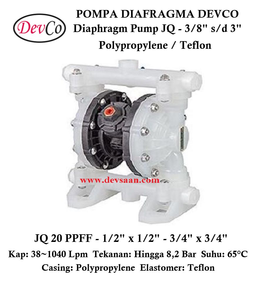 Diaphragm Pump JQ 20 PPFF Pompa Diafragma Devco 3/4"