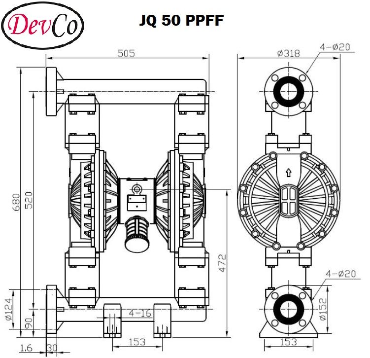 Diaphragm Pump JQ 50 PPFF Pompa Diafragma Devco 2"