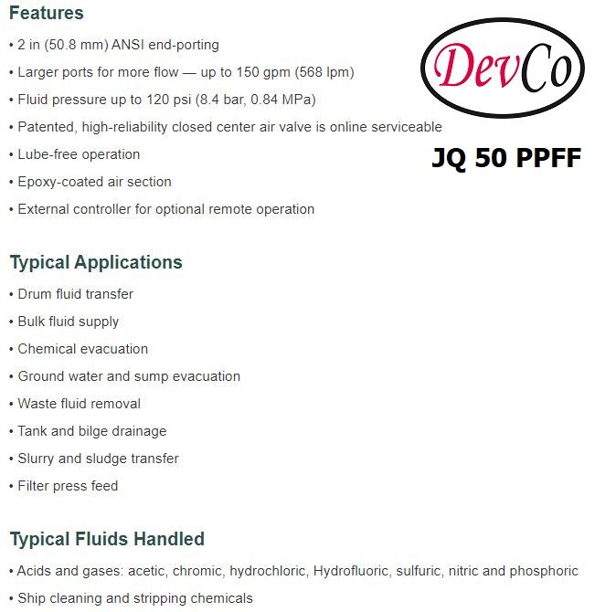 Diaphragm Pump JQ 50 PPFF Pompa Diafragma Devco 2"