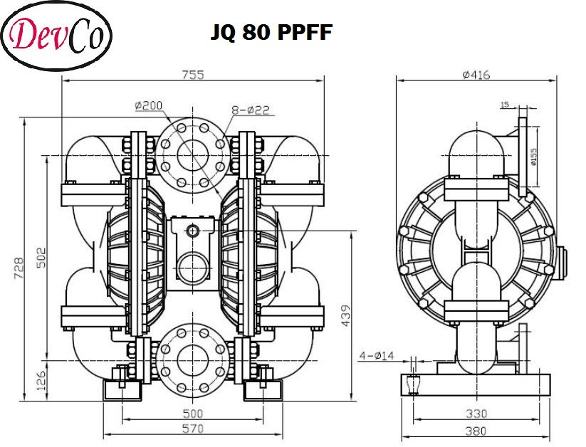 Diaphragm Pump JQ 80 PPFF Pompa Diafragma Devco 3"