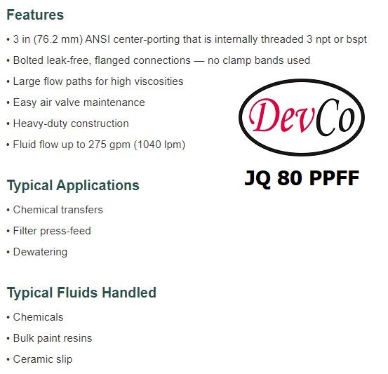 Diaphragm Pump JQ 80 PPFF Pompa Diafragma Devco 3"