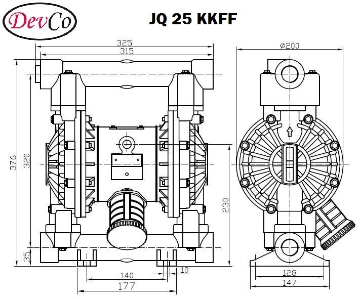Diaphragm Pump JQ 25 KKFF Pompa Diafragma Devco 1" Flange
