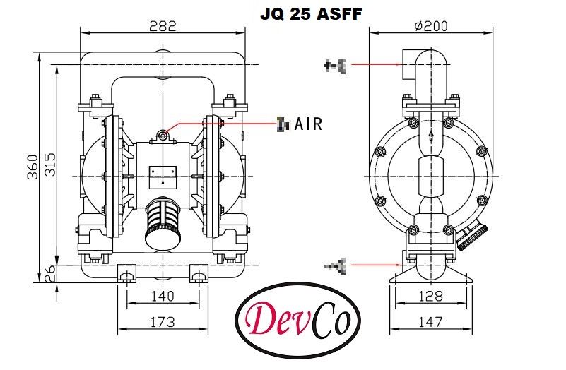 Diaphragm Pump JQ 25 ASFF Pompa Diafragma Devco 1"
