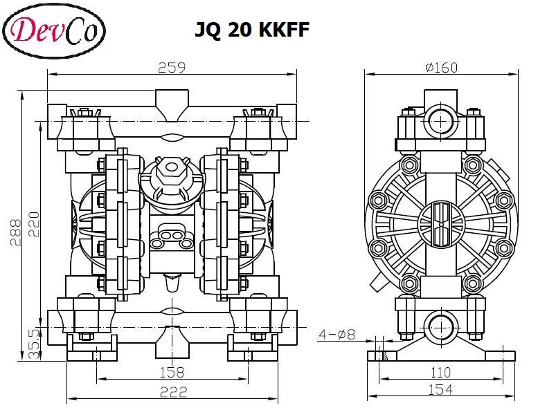 Diaphragm Pump JQ 20 KKFF Pompa Diafragma Devco 3/4"