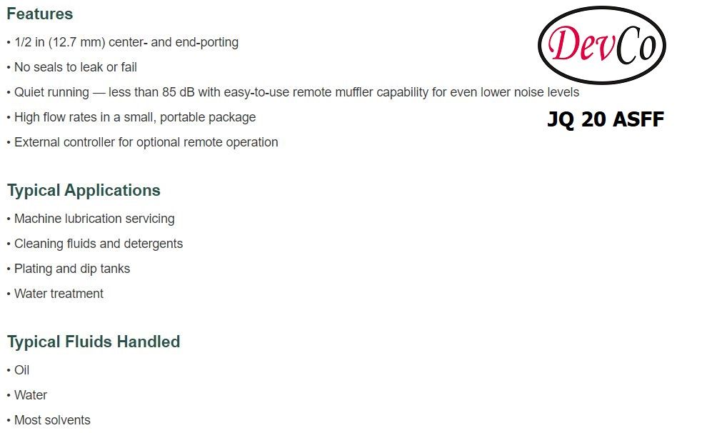 Diaphragm Pump JQ 20 ASFF Pompa Diafragma Devco 3/4"