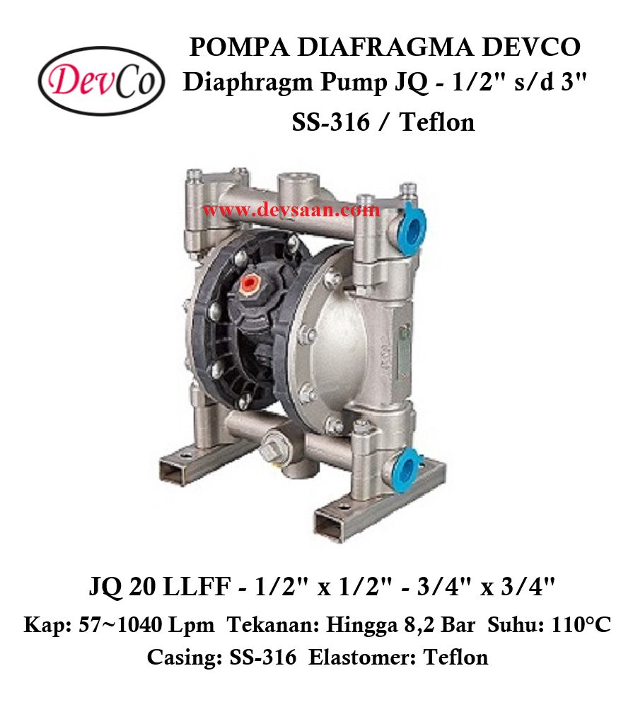 Diaphragm Pump JQ 20 LLFF Pompa Diafragma Devco 3/4" Diaphragm Pump JQ 20 LLFF Pompa Diafragma Devco 3/4"