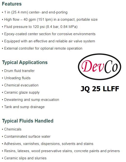 Diaphragm Pump JQ 25 LLFF Pompa Diafragma Devco 1"