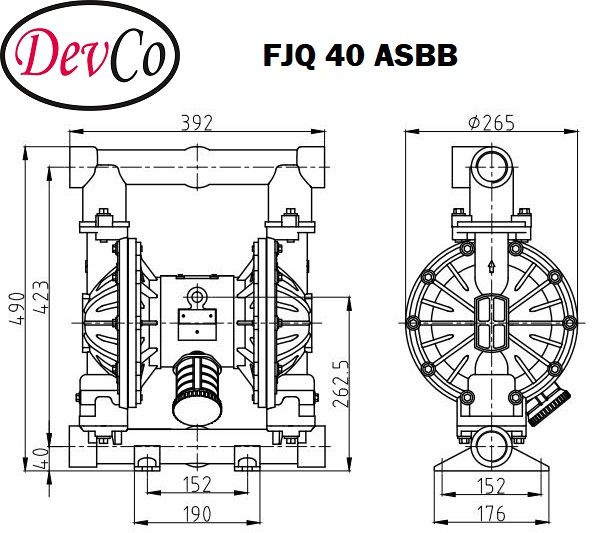Pneumatic Powder Pump FJQ 40 Pompa Diafragma Devco 1,5"
