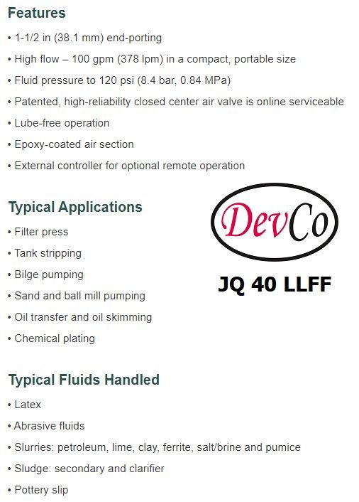 Diaphragm Pump JQ 40 LLFF Pompa Diafragma Devco 1,5"