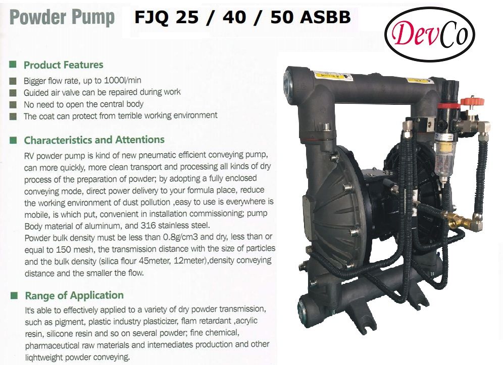 Pneumatic Powder Pump FJQ 40 Pompa Diafragma Devco 1,5"