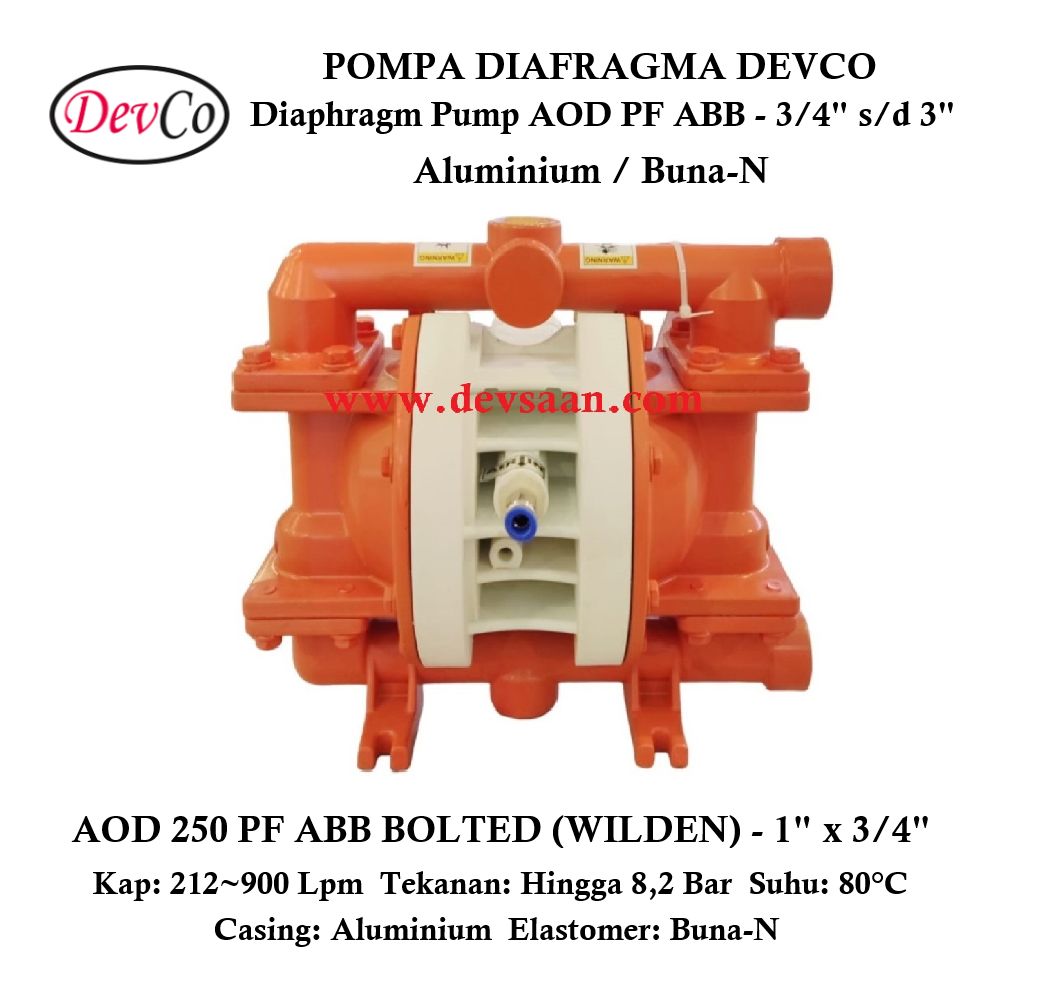 Wilden OEM Diaphragm Pump AOD 250 PF ABB Pompa Diafragma Devco 1" Wilden OEM Diaphragm Pump AOD 250 PF ABB Pompa Diafragma Devco 1"