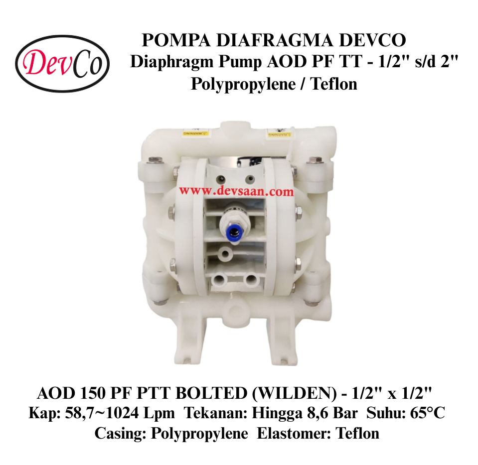 Wilden OEM Diaphragm Pump AOD 150 PF PTT Pompa Diafragma Devco 1/2"