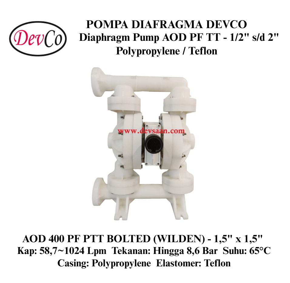 Wilden OEM Diaphragm Pump AOD 400 PF PTT Pompa Diafragma Devco 1,5" Flange